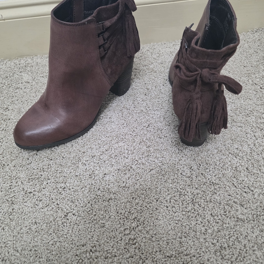 New Directions Dark Brown Ankle Booties with Tassels